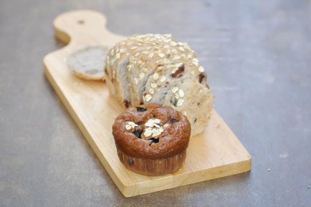 muffins or blueberry muffins and bread for serve