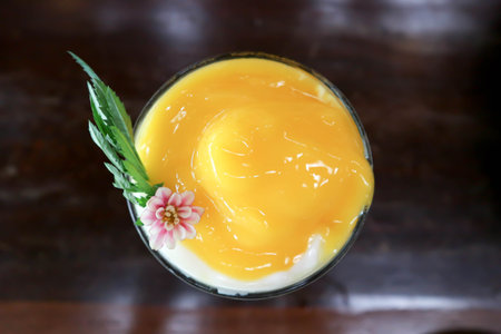 mango smoothie or mango yogurt smoothie for serve