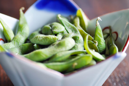 soy bean or FABACEAE, Glycine max, leguminosae or Cajanus cajan or  Green Japanese Soybean or...