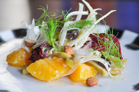 orange salad or fruit and vegetable salad for serveの写真素材