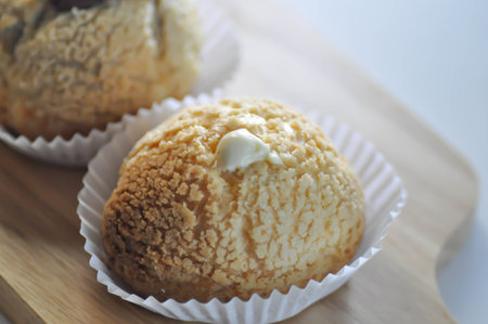 choux cream or cream puff, eclair or custard choux cream for serve