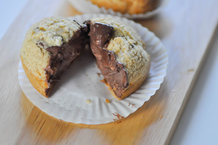 choux cream or cream puff, eclair or chocolate choux cream for serve