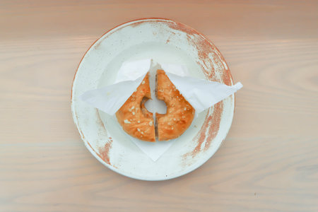 Bagel , almond Bagel or almond bread for serve