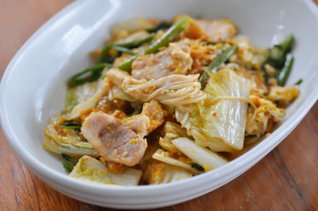 stir fried vegetable in oyster sauce or vegetable salad or sukiyaki for serveの写真素材