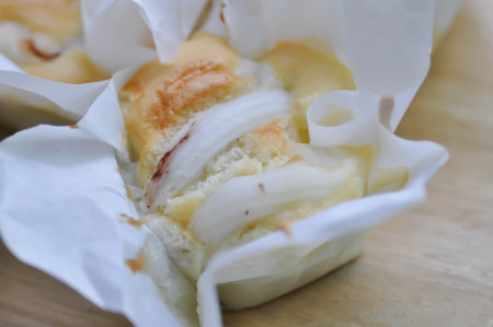 chiffon cake or coconut cake , coconut chiffon cake in the trayの写真素材