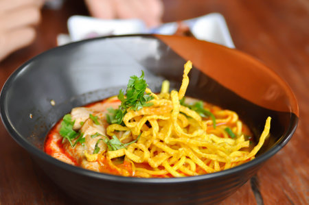 noodles or chicken curry noodles , curry noodles or Thai noodlesの写真素材
