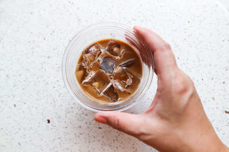 iced coffee , iced latte coffee or iced mocha coffee for serveの写真素材