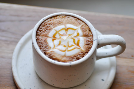 hot cofffee, cappuccino coffee or latte coffee or flat white or latte art for serve