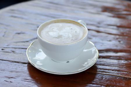 hot coffee, cappuccino coffee or latte coffee or flat white on the table