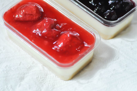 strawberry cheese cake , strawberry cheese pie or strawberry cheesecake with strawberry topping in the boxの写真素材