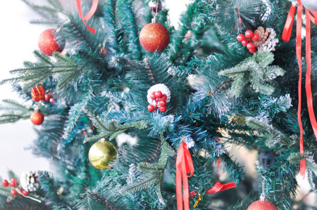 Christmas tree and Christmas decoration , artificial pine tree in Christmas day