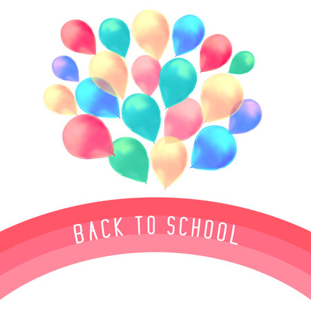 Blank Holiday Birthday Banner with Balloons. Isolated Vector.back to schoolのイラスト素材