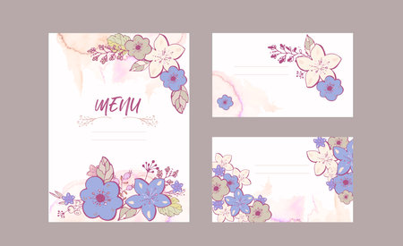 Set of flower ornament concept. Art traditional, magazine, book, poster, abstract, element. Vector layout decorative greeting card or invitation design background. wedding, template, bannerのイラスト素材