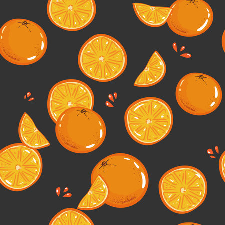 Seamless orange pattern.Vintage vector illustration.Template for package,wallpaper,cover,textile,print design.repeated backdrop textile, clothes wrapping paper hand drawingのイラスト素材