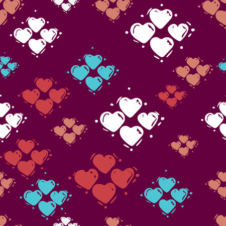 Seamless hearts pattern, hand drawn sketch, vector illustration. Romantic love background in doodle style. For textile print, wrapping paperのイラスト素材