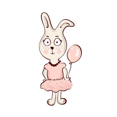 Cute Bunny girl.cartoon hand drawn vector illustration. Can be used for baby t-shirt print, fashion print design, kids wear, baby shower celebration greeting and invitation cardのイラスト素材