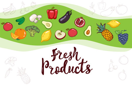 Packing template design. Vector illustration lime banners. Design for food. Hand lettering for restaurant, cafe menu, farm, shop.Elements for labels, logos, badges, stickers or icons Fresh foodのイラスト素材