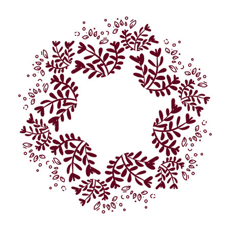 Vector abstract Floral Background. Hand Drawn Ornament with Floral Wreath. Template for Greeting Card. background with circle frame.のイラスト素材