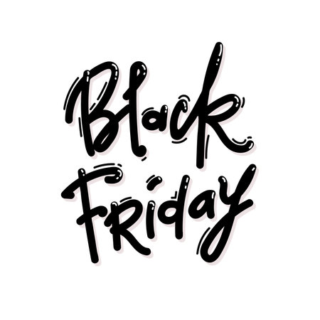 Black Friday Sale hand drawing lettering, calligraphy on white background for logo, banners, labels, badges, prints, posters, web. Vector illustrationのイラスト素材