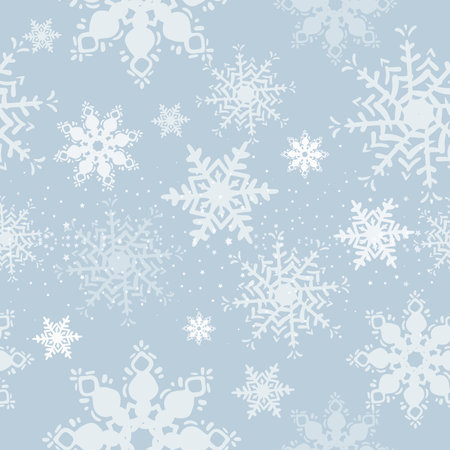 Duotone seamless winter texture. snowflake, blue, Winter background. Christmas template. Hand drawn...