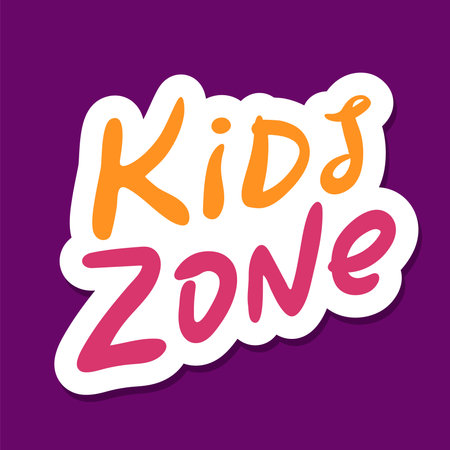 Kids Zone Vector Banner Design Isolated on purple Backgroundのイラスト素材