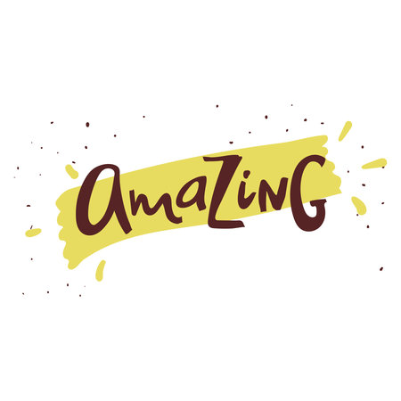  amazing . Handwritten word inscription on white background. Hand drawn calligraphy lettering for banner, calendar, planner, poster, t-shirt, postcard, save the date card. Vector illustration.のイラスト素材