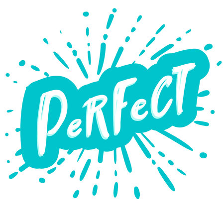 Perfect Typography lettering calligraphy doodle cartoon text for banner. Hand drawn T-shirt print design, social media banner, modern wallpaper, poster, motivational isolated vector.のイラスト素材