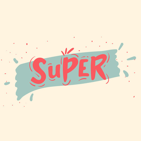Super Cartoon exclusive font label tag expression. Comic text pop art sound effects. vector illustration. Lettering super. icon speech phrase.のイラスト素材