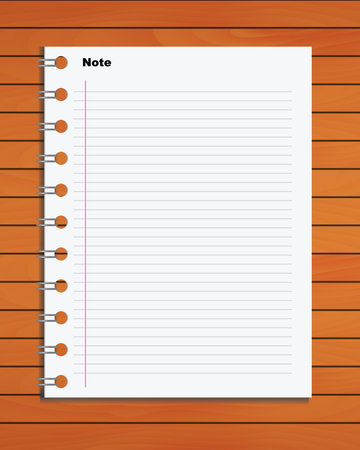 Notebook Vector on wood backgroundのイラスト素材