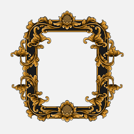 Elegant gold frame with floral pattern
のイラスト素材
