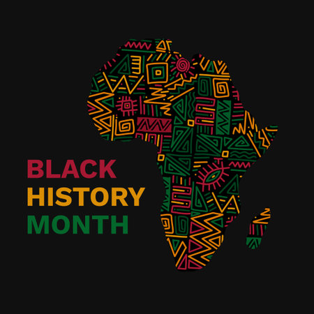 Hand drawn Background with african map pattern Black History Monthのイラスト素材