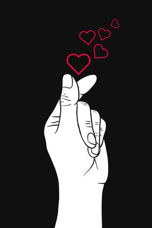 Hand drawn finger heart vector illustrationのイラスト素材