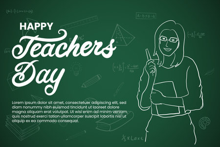 hand drawn happy teacher's day greeting cardのイラスト素材