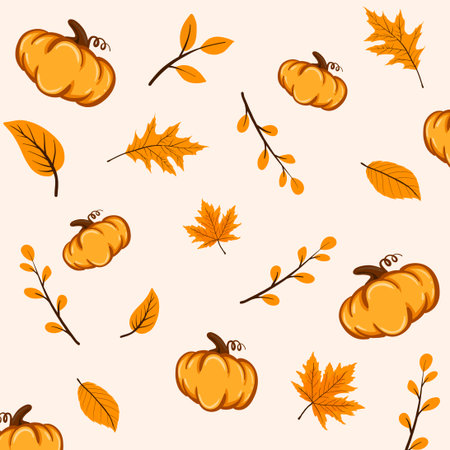 hand drawn flat thanksgiving pattern backgroundのイラスト素材
