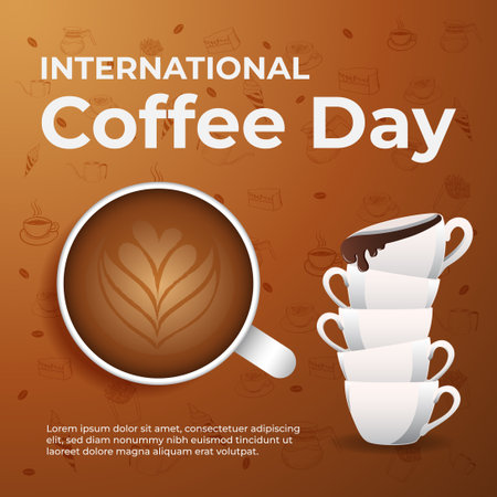 hand drawn international coffee day background&#xD;&#xA;のイラスト素材