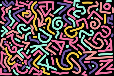 fun color abstract doodle pattern design templateのイラスト素材