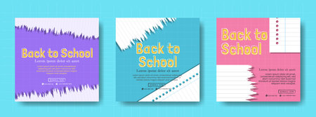 back to school social media post template with torn paperのイラスト素材