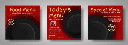 Fast food restaurant social media post template with grunge design.のイラスト素材