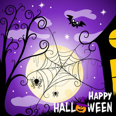 Cute Halloween Spider Illustration Backgroundのイラスト素材