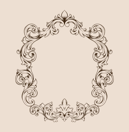 hand drawn classic vintage engraved frame sketch designのイラスト素材