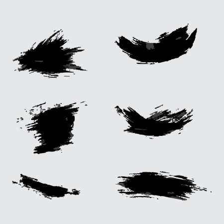 Black ink vector brush strokes. Black isolated paintbrush collection.のイラスト素材