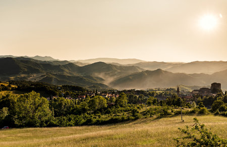 mountain landscape in summer sunny dayの写真素材