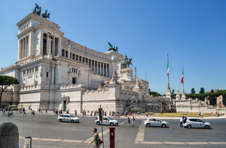 ROME, ITALY - july 3, 2016: Altar of the Fatherland (Altare della Patria) 1925. Piazza Veneziaのeditorial素材