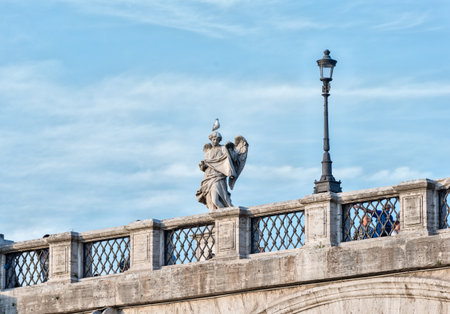 Rome street view sculpture Detail on Tevere bridgeの写真素材