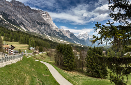mountain panorama. Scenic sunny landscapeの写真素材