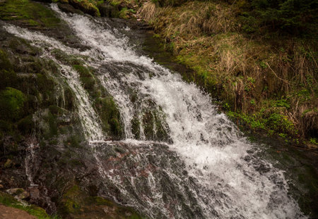 waterfall magic panorama. mountain landscapeの写真素材