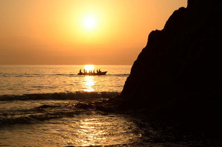 People in a boatの写真素材