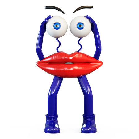 Toy lips with blue eyesの写真素材