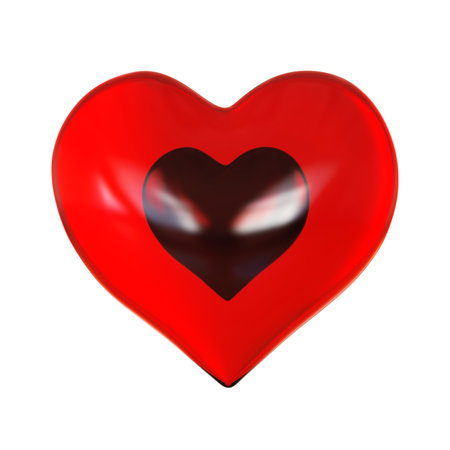 Black heart in a red glass heartの写真素材