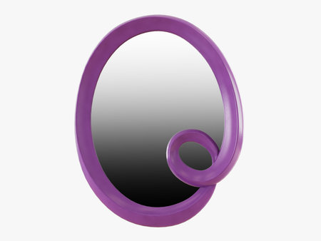Oval purple mirror 3d rendering on a white backgroundの写真素材